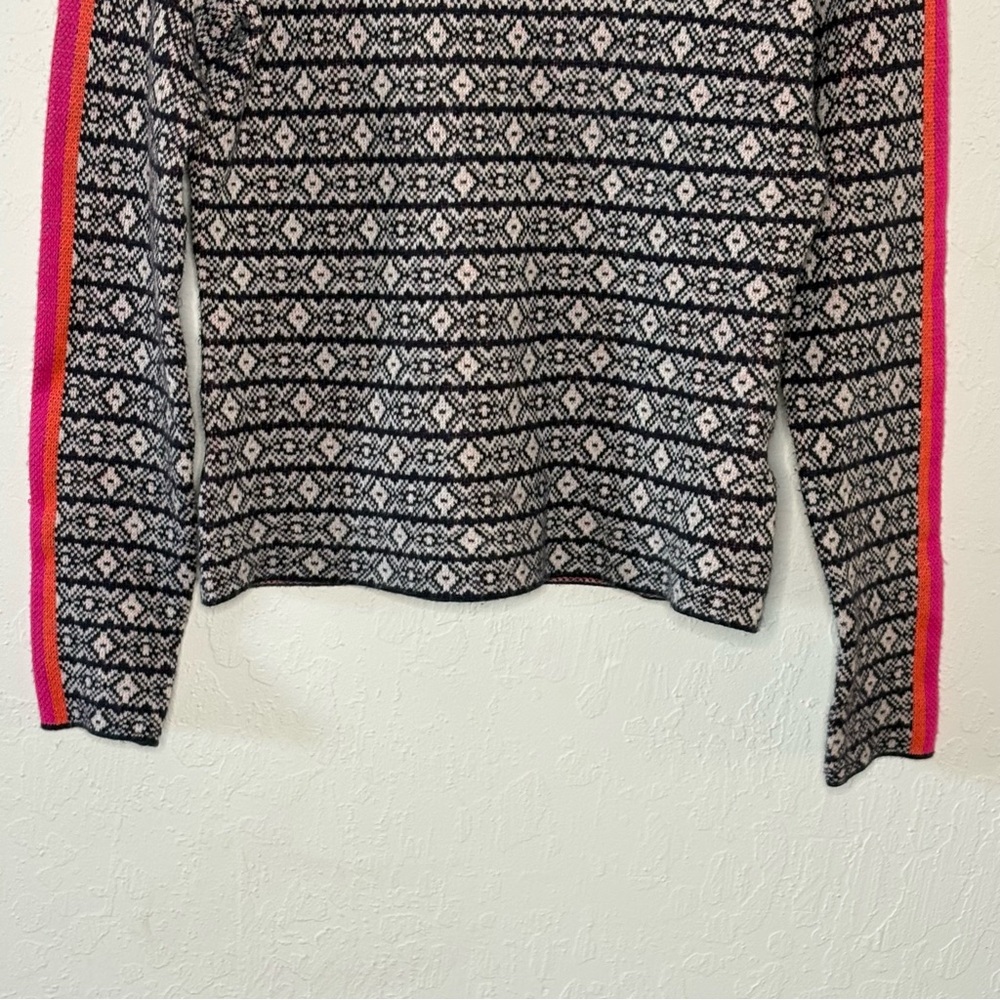 Maeve Anthropologie Sz Small Navy White Ski Slope Alpine Turtleneck Sweater - Picture 3 of 11